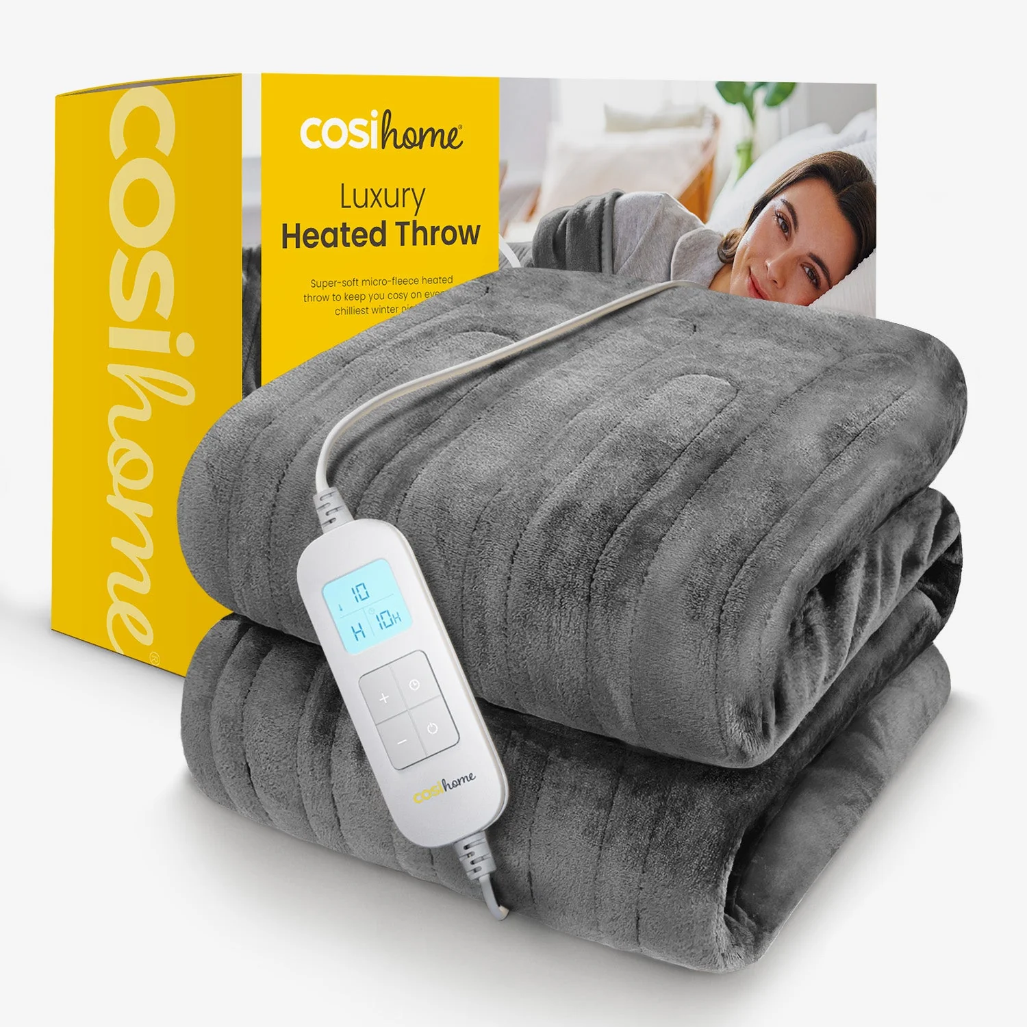 Fleece Electric Heated Throw - Grey - Image 5